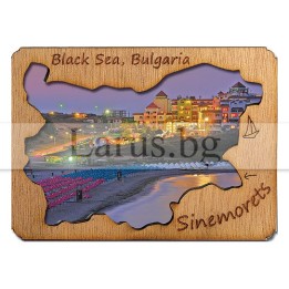 Магнитен сувенир Синеморец с дървен елемент 12-mdSI-0003