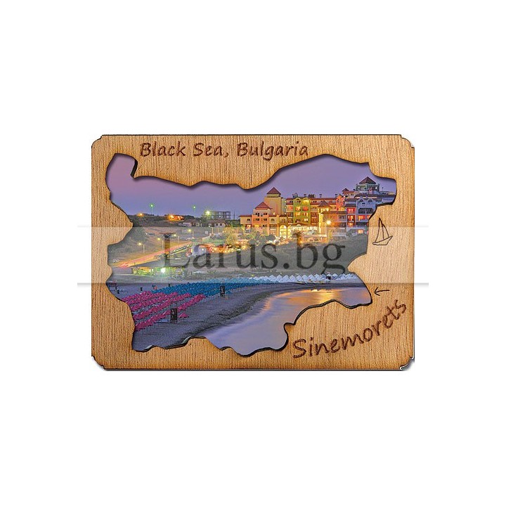 Магнитен сувенир Синеморец с дървен елемент 12-mdSI-0003