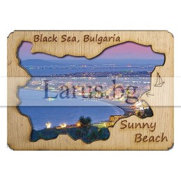 Магнитен сувенир Слънчев Бряг с дървен елемент 12-mdSB-0002