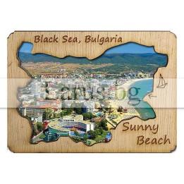 Магнитен сувенир Слънчев Бряг с дървен елемент 12-mdSB-0003