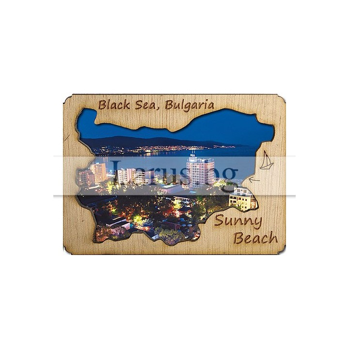 Магнитен сувенир Слънчев Бряг с дървен елемент 12-mdSB-0004