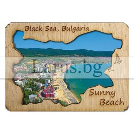 Магнитен сувенир Слънчев Бряг с дървен елемент 12-mdSB-0005