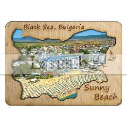 Магнитен сувенир Слънчев Бряг с дървен елемент 12-mdSB-0006