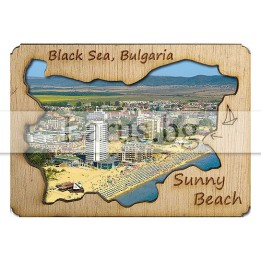 Магнитен сувенир Слънчев Бряг с дървен елемент 12-mdSB-0007