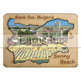 Магнитен сувенир Слънчев Бряг с дървена рамка | 12-mdSB-0008
