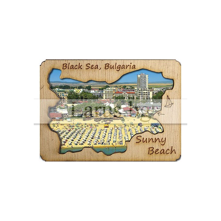 Магнитен сувенир Слънчев Бряг с дървен елемент 12-mdSB-0008