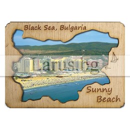 Магнитен сувенир Слънчев Бряг с дървен елемент 12-mdSB-0009