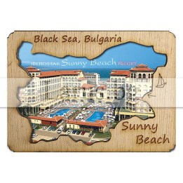 Магнитен сувенир Слънчев Бряг с дървен елемент 12-mdSB-0011