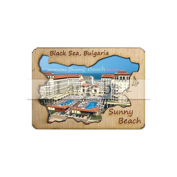 Магнитен сувенир Слънчев Бряг с дървен елемент 12-mdSB-0011