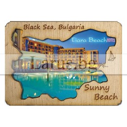 Магнитен сувенир Слънчев Бряг с дървен елемент 12-mdSB-0012