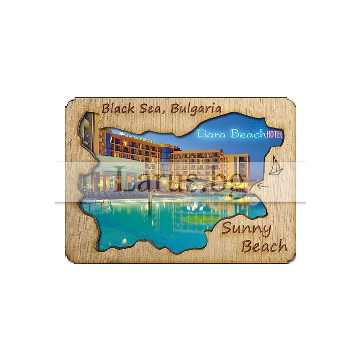 Магнитен сувенир Слънчев Бряг с дървен елемент 12-mdSB-0012