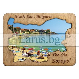 Магнитен сувенир Созопол с дървен елемент 12-mdSZ-0001