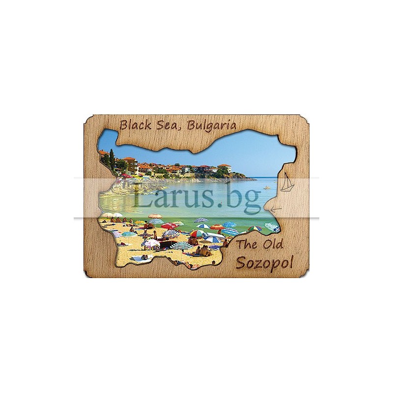 Магнитен сувенир Созопол с дървен елемент 12-mdSZ-0001