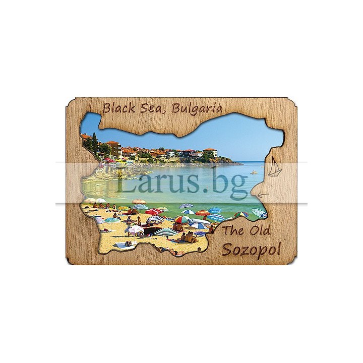 Магнитен сувенир Созопол с дървена рамка - 12-mdSZ-0001