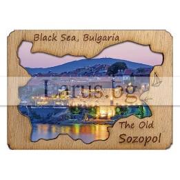 Магнитен сувенир Созопол с дървен елемент 12-mdSZ-0002