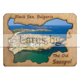 Магнитен сувенир Созопол с дървен елемент 12-mdSZ-0004