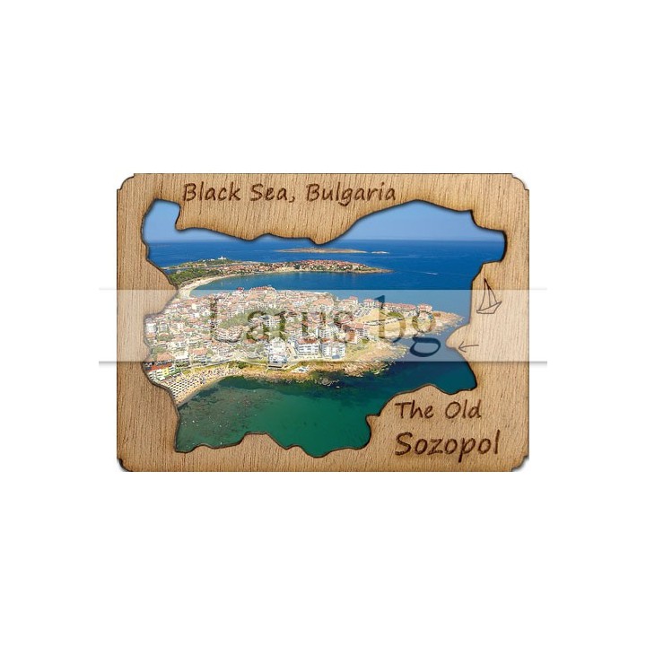 Магнитен сувенир Созопол с дървен елемент 12-mdSZ-0004