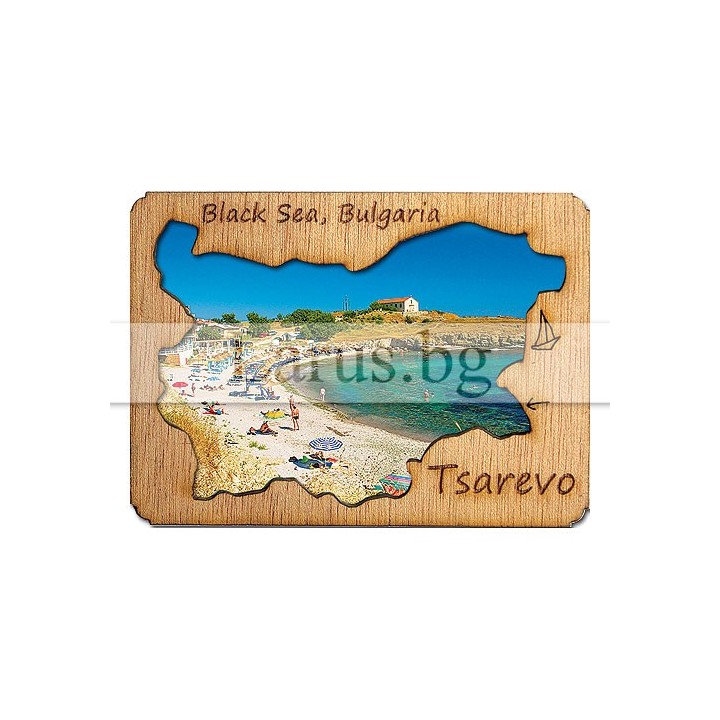 Магнитен сувенир Царево с дървен елемент 12-mdCA-0001