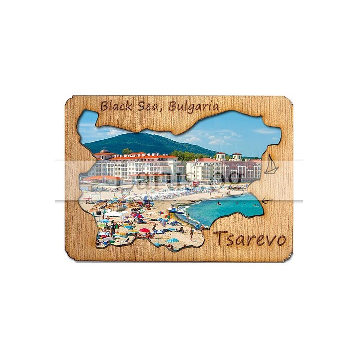 Магнитен сувенир Царево с дървена рамка | 12-mdCA-0002
