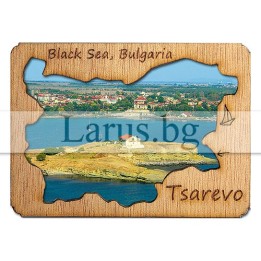 Магнитен сувенир Царево с дървен елемент 12-mdCA-0003