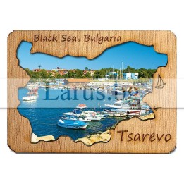 Магнитен сувенир Царево с дървен елемент 12-mdCA-0004
