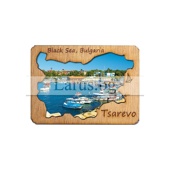 Магнитен сувенир Царево с дървен елемент 12-mdCA-0004