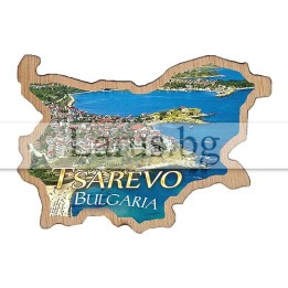 Магнитен сувенир Царево - Дървена карта на България