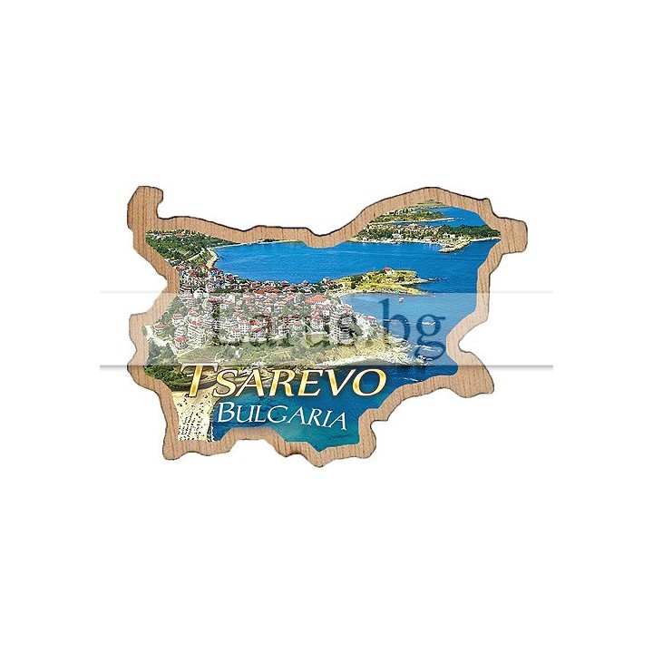 Магнитен сувенир Царево - Дървена карта на България