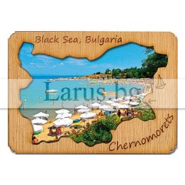 Магнитен сувенир Черноморец с дървен елемент 12-mdCH-0002