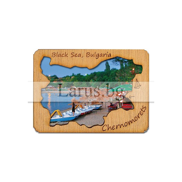Магнитен сувенир Черноморец с дървен елемент 12-mdCH-0003