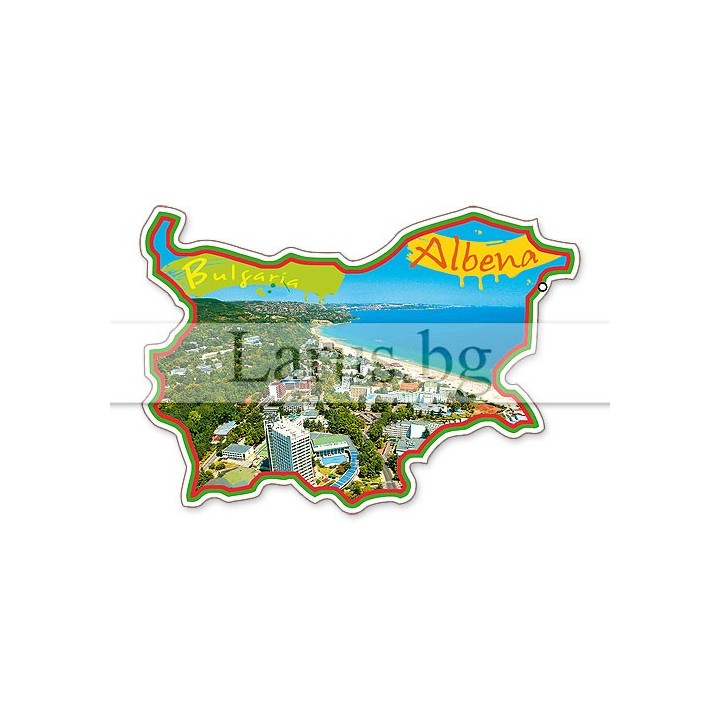 Магнитен сувенир Албена - Карта на България | 12-mhAL-0007
