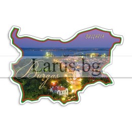 Магнитен сувенир Бургас - Карта на България | 12-mhBS-0006
