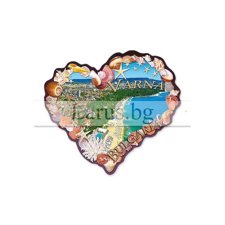 Магнитен сувенир Варна - Сърце с морски мотиви