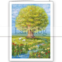 Поздравителна картичка с пролетен пейзаж 1-PD-0302