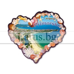 Магнитен сувенир Приморско - Сърце с морски раковини