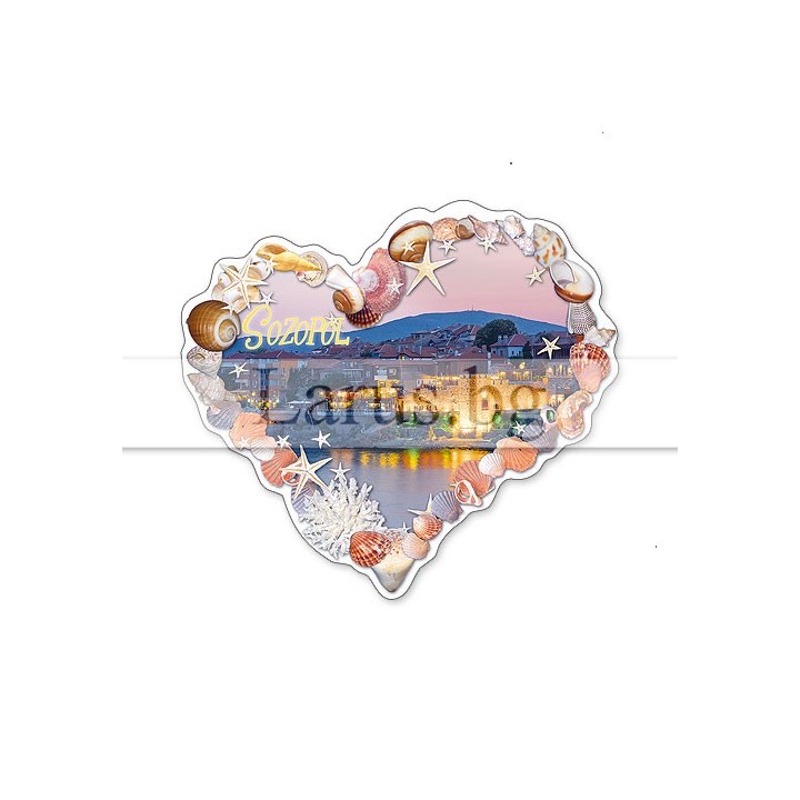 Магнитен сувенир Созопол - сърце с морски мотиви