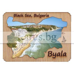 Магнитен сувенир Бяла с дървена рамка | Сувенири от Черноморието