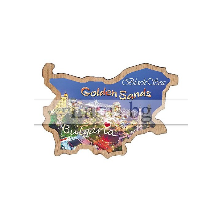 Магнитен сувенир Златни пясъци - карта на България | Сувенири