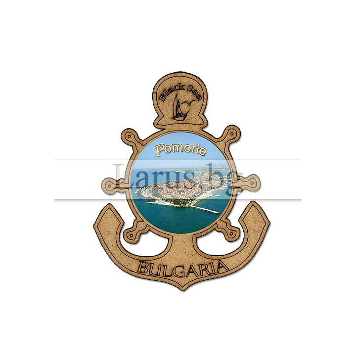 Магнитен сувенир Поморие - котва и рул | 12-mdPO-0016