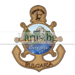 Магнитен сувенир Бургас - Котва и корабен рул