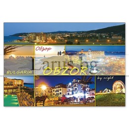 Пощенска картичка Обзор - нощни изгледи от България