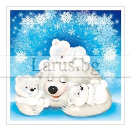 Зимна двойна картичка с полярни мечета ZD-0703