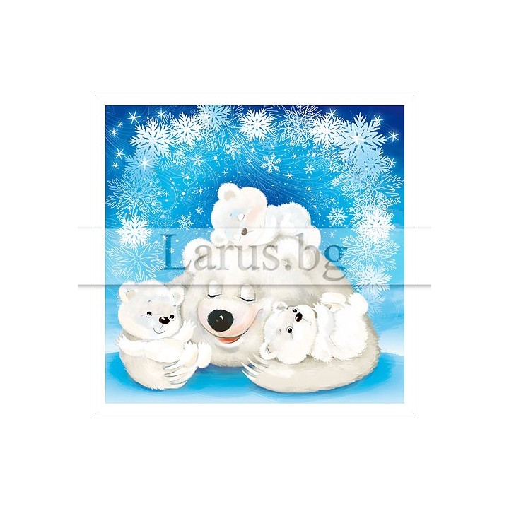Зимна двойна картичка с полярни мечета ZD-0703
