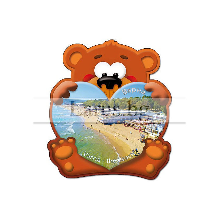 Магнитен сувенир Варна - Мече с изглед от плажа