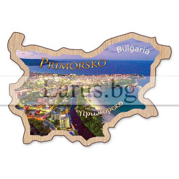 Магнитен сувенир Приморско - карта на България | Сувенири
