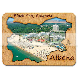 Магнитен сувенир Албена с дървен елемент 12-mdAL-0001