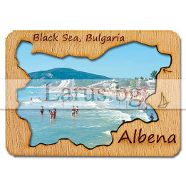 Магнитен сувенир Албена с дървен елемент 12-mdAL-0002
