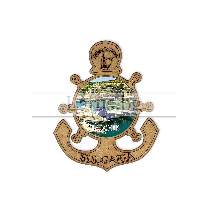 Магнитен сувенир Балчик - котва и рул от МДФ