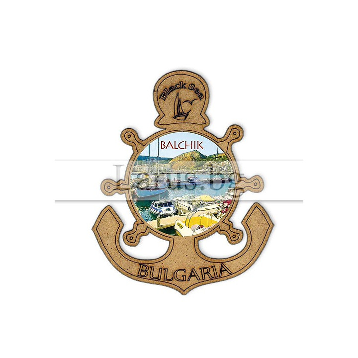 Магнитен сувенир Балчик - Котва и корабен рул