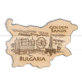 Дървен магнитен сувенир Златни пясъци - 12-mdGS-0006